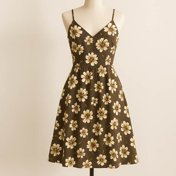 Viscose m/Blomster, 1450 mm dubl., grøn