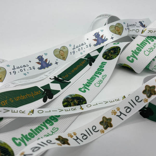 Linnings elastik med eget design, flere farvet, 5 meter, 35 mm