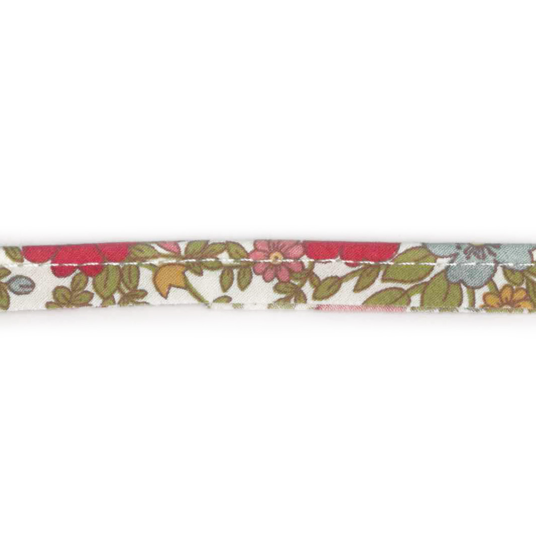 Poplin  blomster, piping