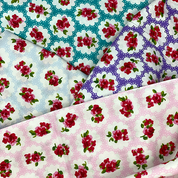 Poplin blomster, metervare 1120 mm, lilla