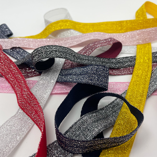 Folde elastik m/Lurex, 15 mm, pink