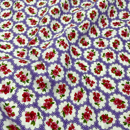 Poplin blomster, metervare 1120 mm, lilla