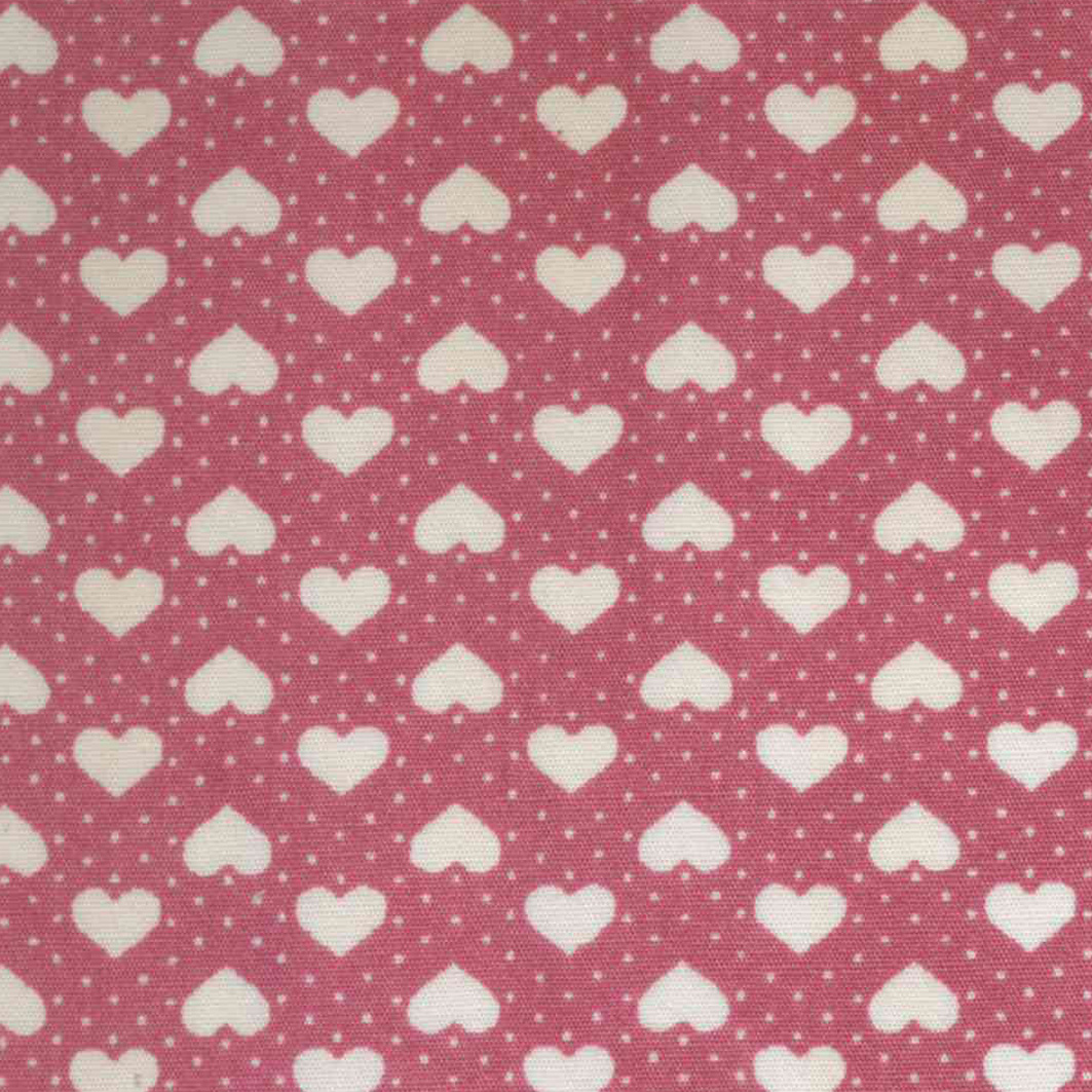 Poplin hjerter, metervare 1120 mm, lyserød