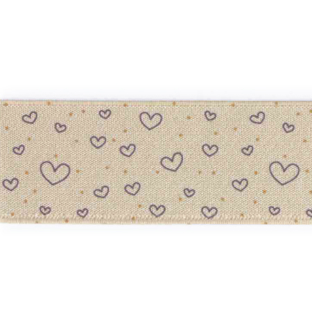 Elastik m/tryk, Hjerter, lilla