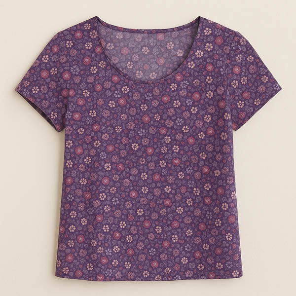 Poplin m/Blomster, 1450 mm, dubl., pink