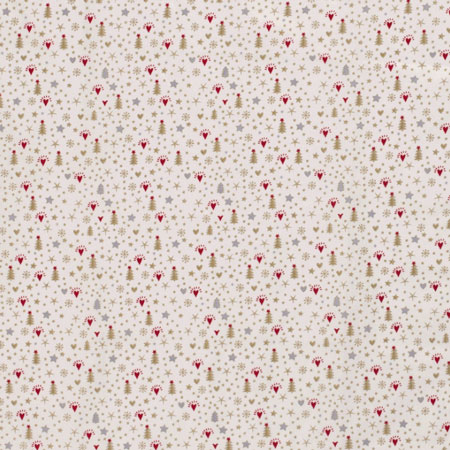 Poplin med julemotiv i guld folietryk