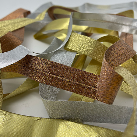 Lurex skråbånd, guld 
