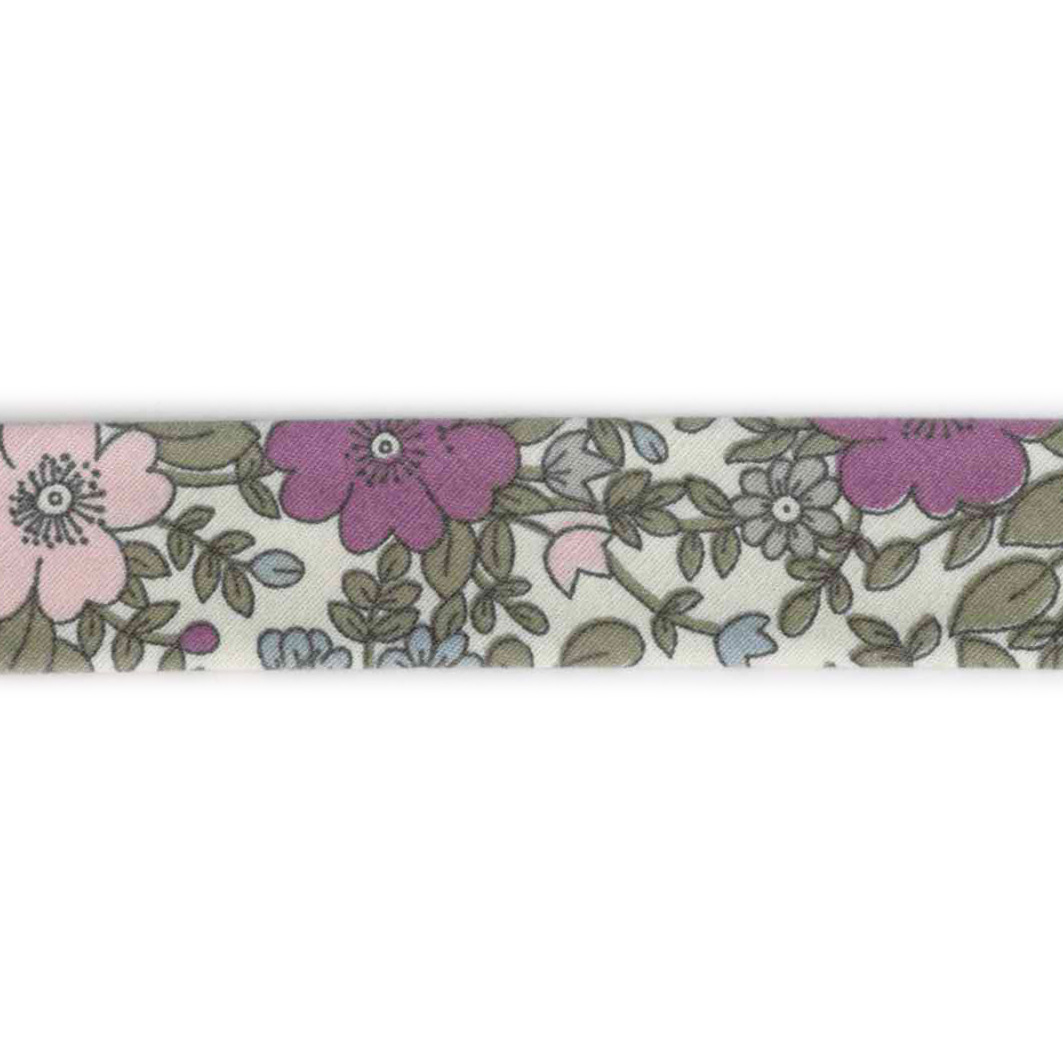 Poplin blomster, skråbånd 