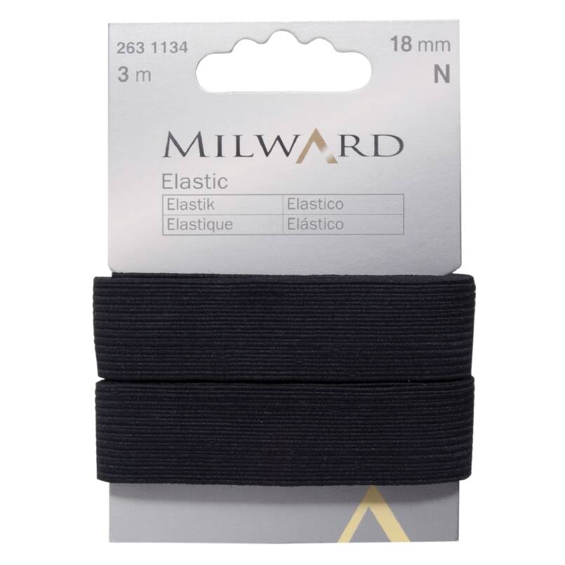 Elastik, sort, 18 mm, 3 mtr. 2631132