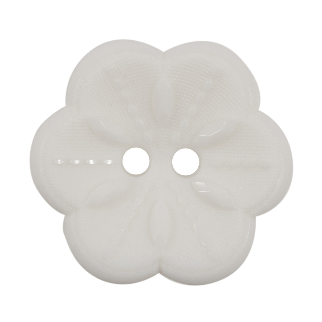 Knapper, hvid, blomstform,22 mm (00965b)