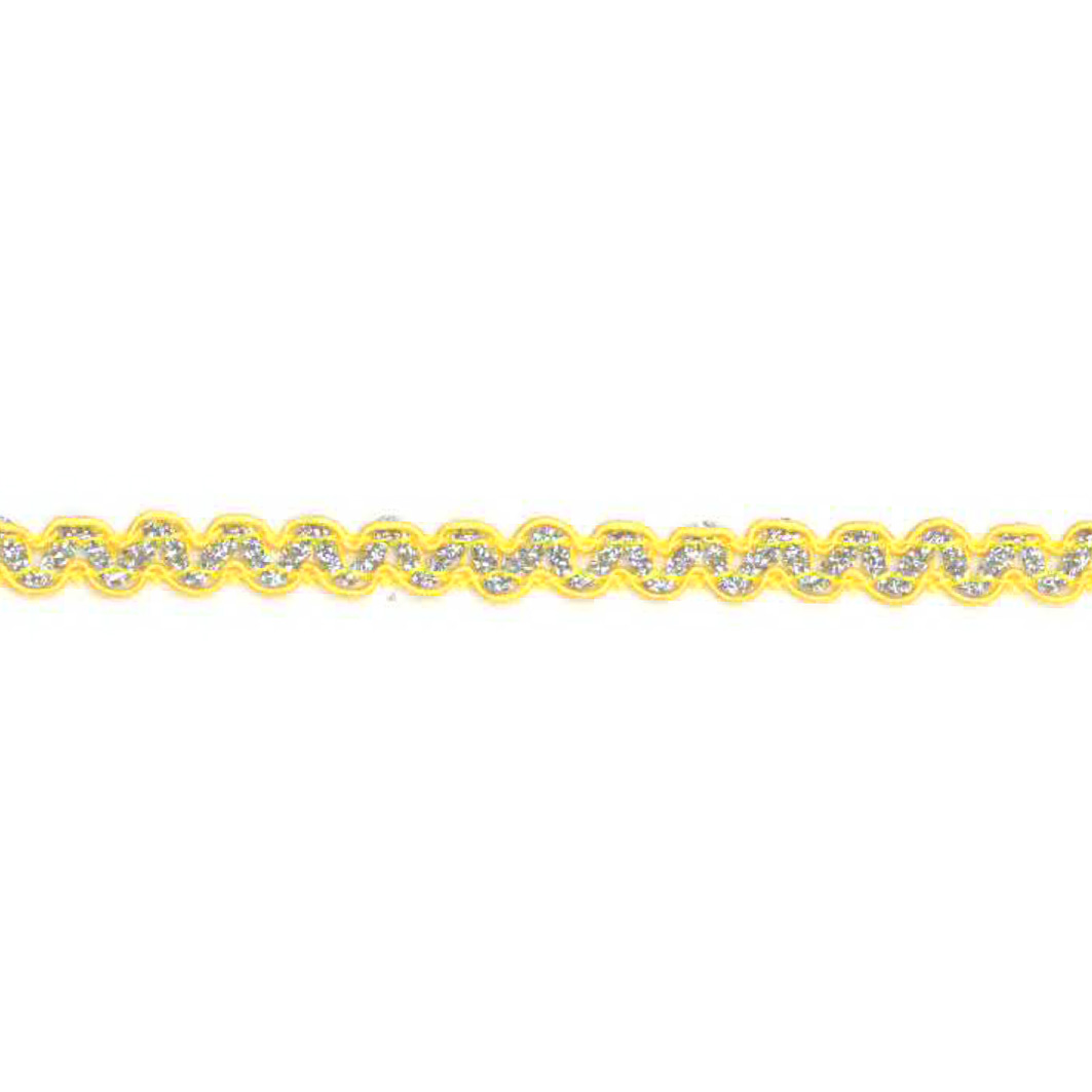 Zig zag bånd med sølv lurex - Gul