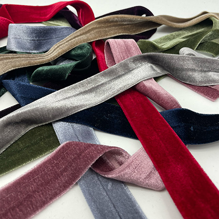 Velour skråbånd, lyseblå