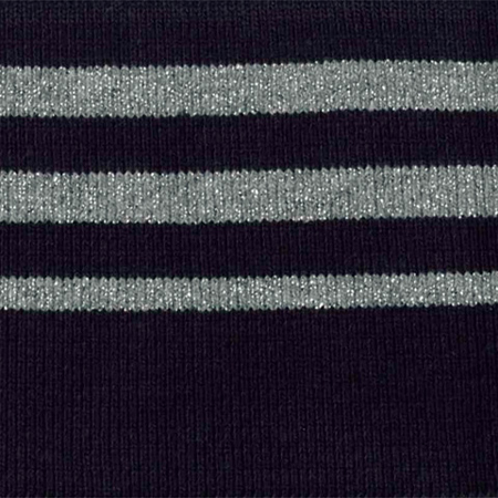Rib kant navy m/Striber i sølv lurex