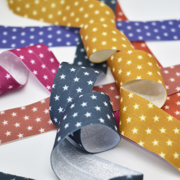 Folde elastik pink med hvide stjerner