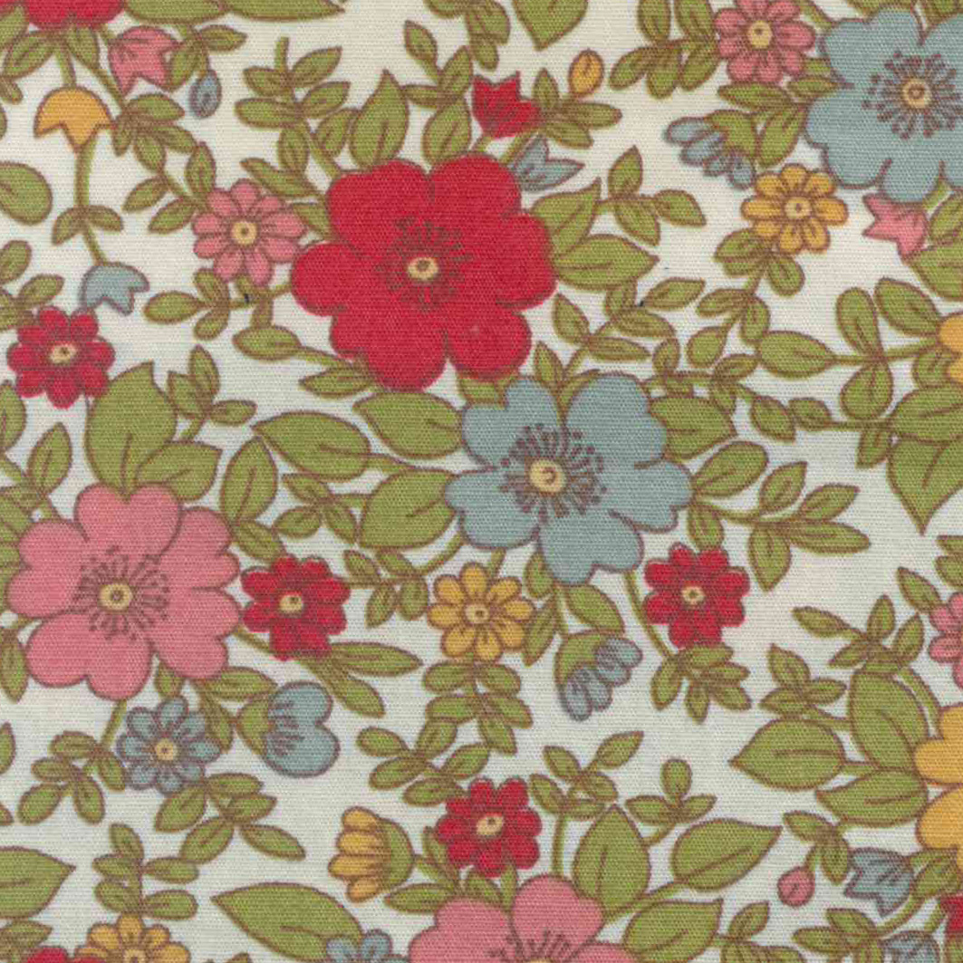 Poplin blomster metervare 1120 mm, rød