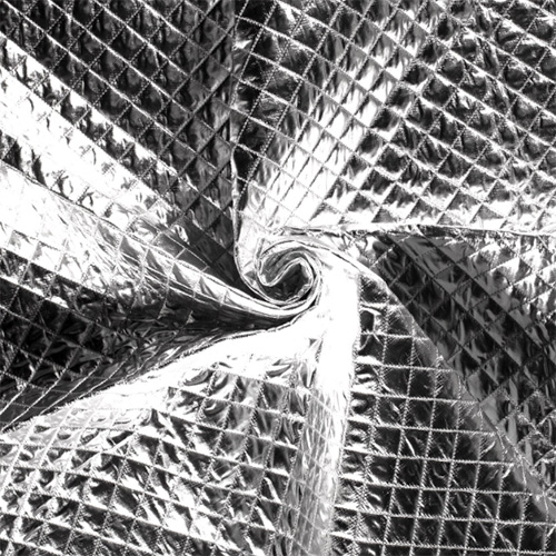 Metallic quiltet polyester, sølv