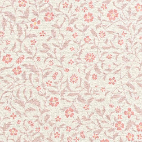 Double gauze med blomster (musselin), lyserød