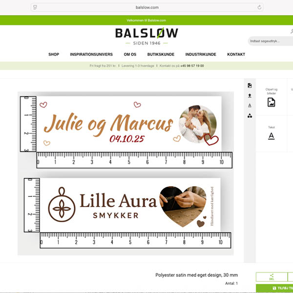 Satin bånd med eget design, flerfarvet (fotoprint), 5 meter, 38 mm