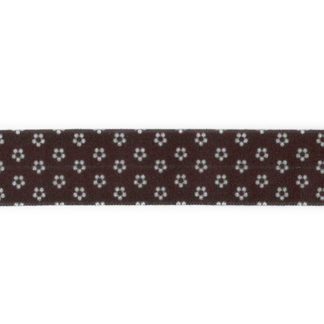 Folde elastik m/tryk, hvide blomster