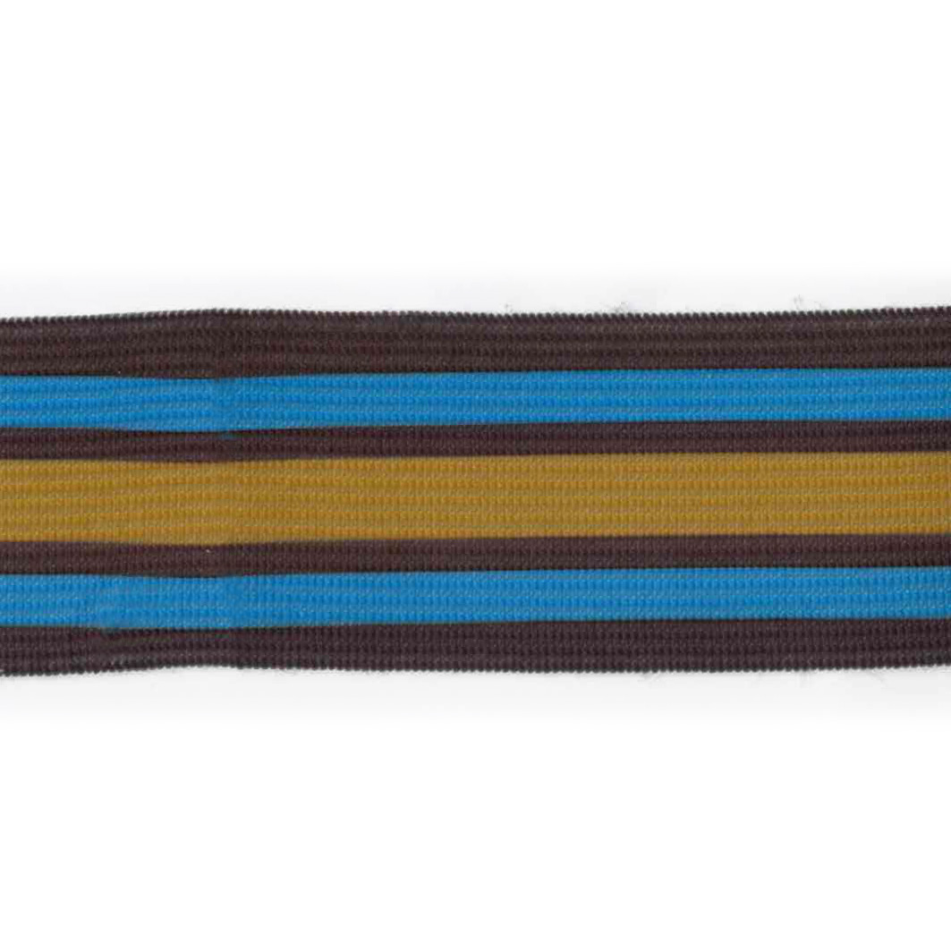 Elastik m/tryk striber, blå/karrygul