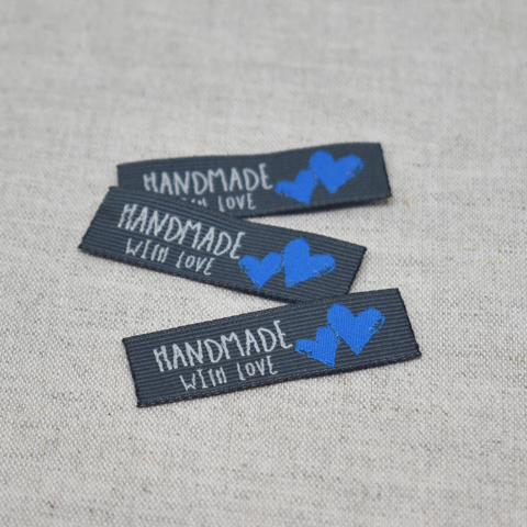 Vævet label, Handmade, 15x45 mm