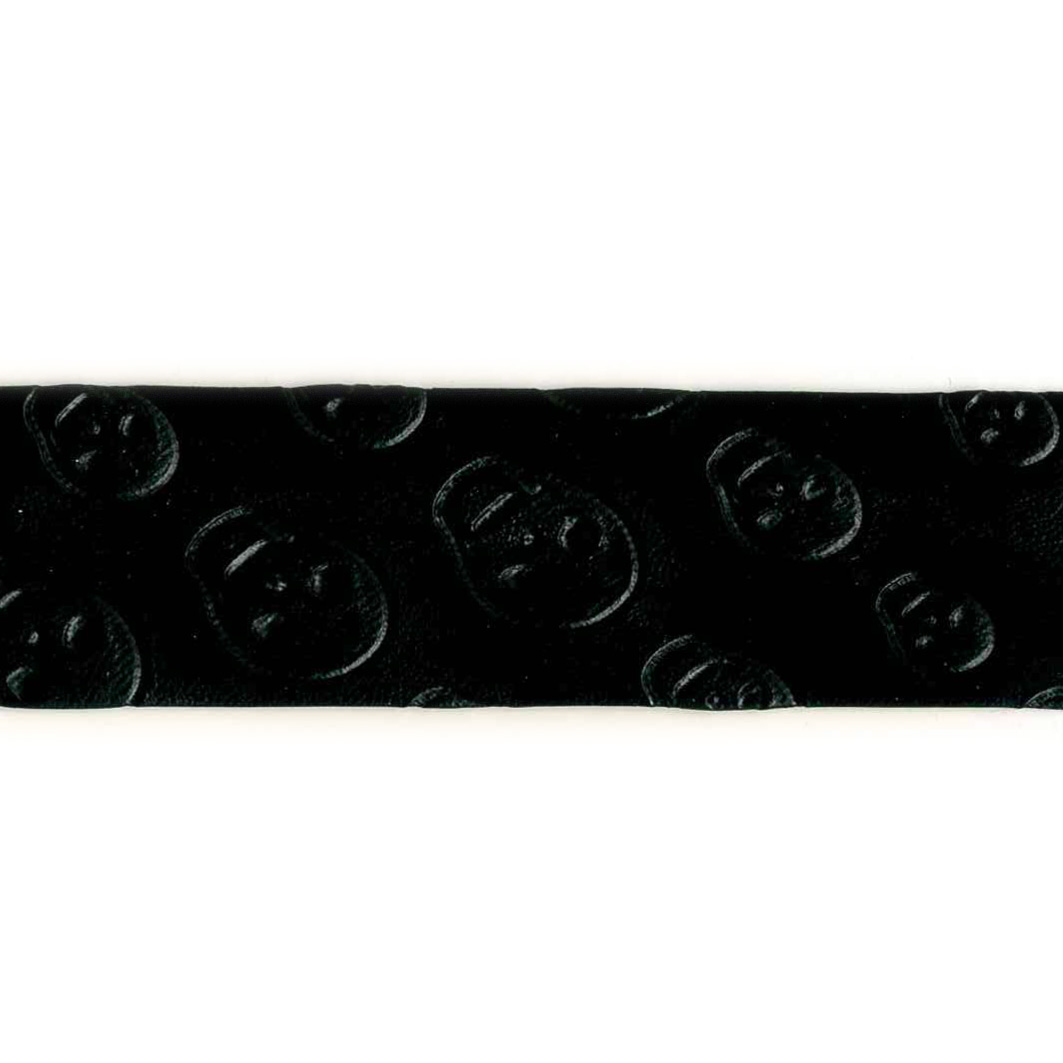 Imit. læder Skulls, skråbånd, sort