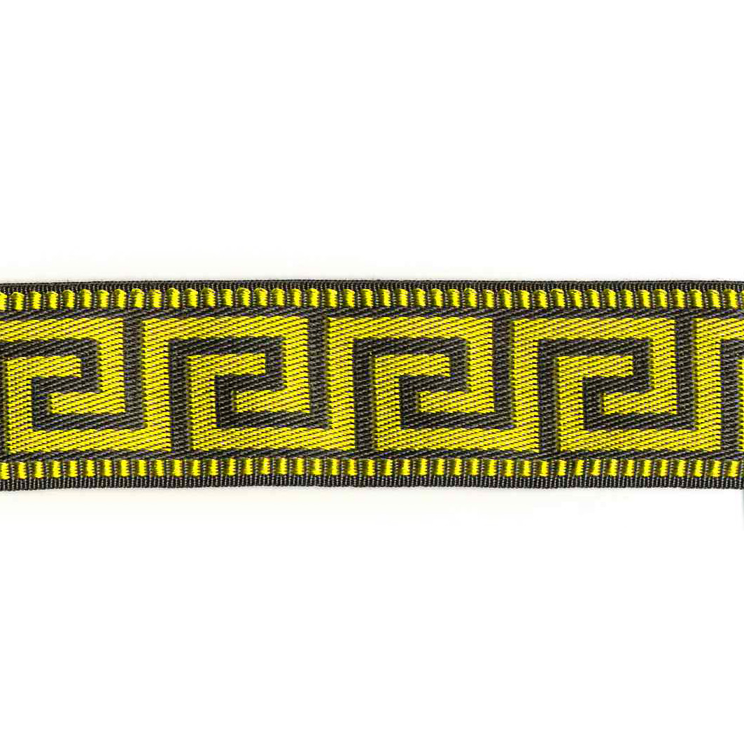 Jacquard bånd, sort/gul