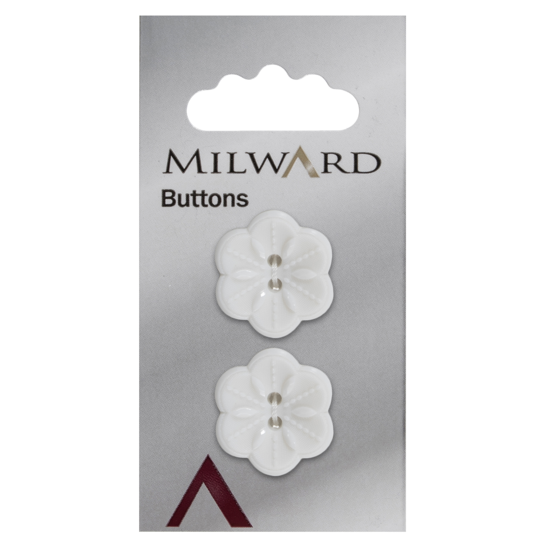 Knapper, hvid, blomstform,22 mm (00965b)
