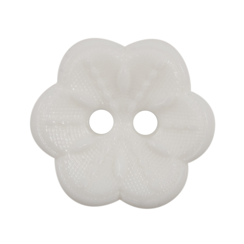 Knapper, hvid, blomstform,15 mm (00964b)