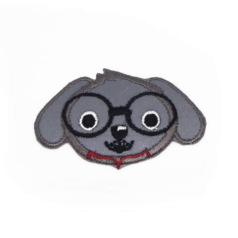 Strygemærke hund, refleks, 73x47 mm