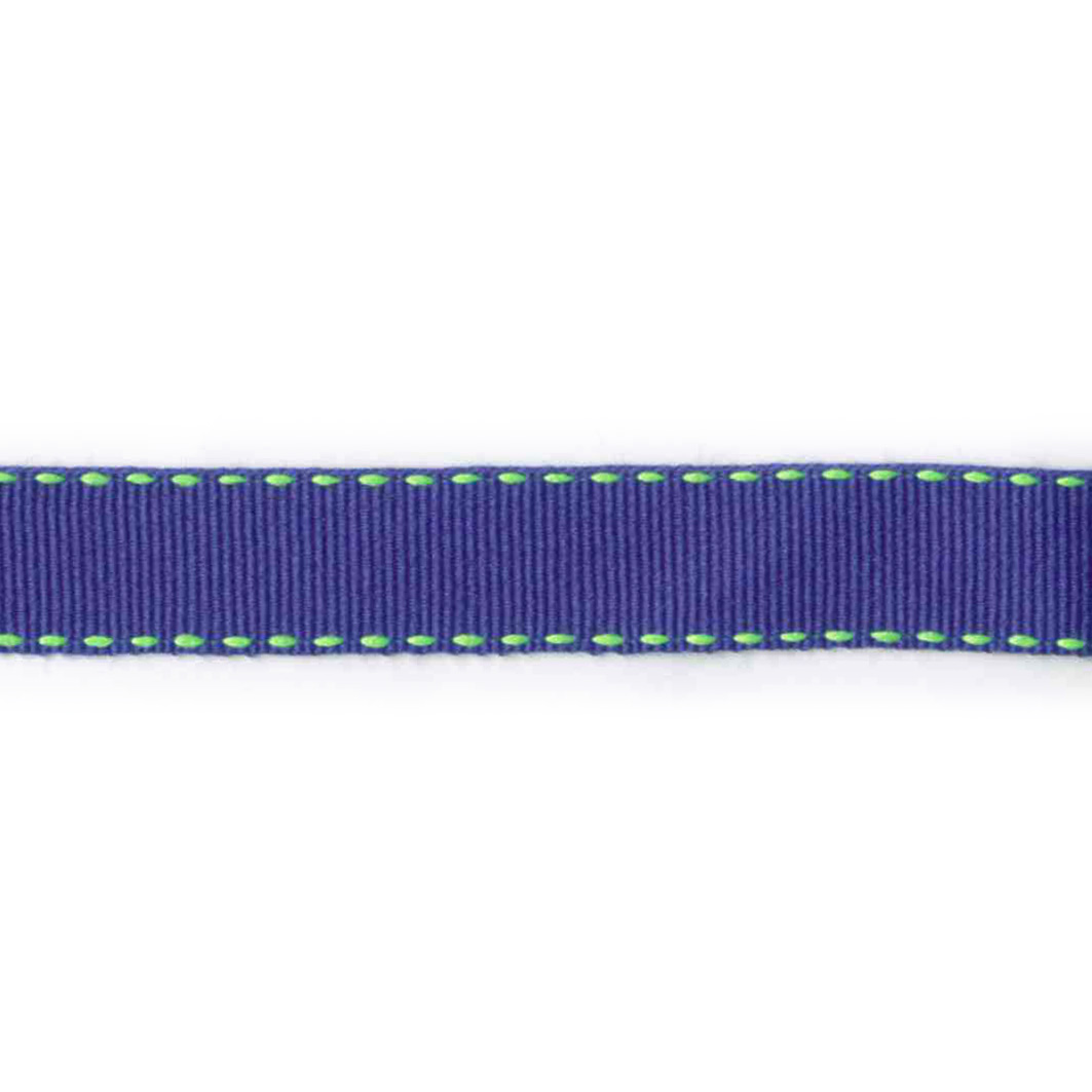 Grosgrain med stikninger, mørkeblå