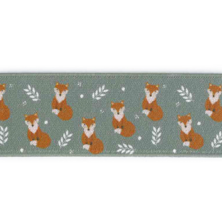 Elastik m/tryk, Ræve, turkis