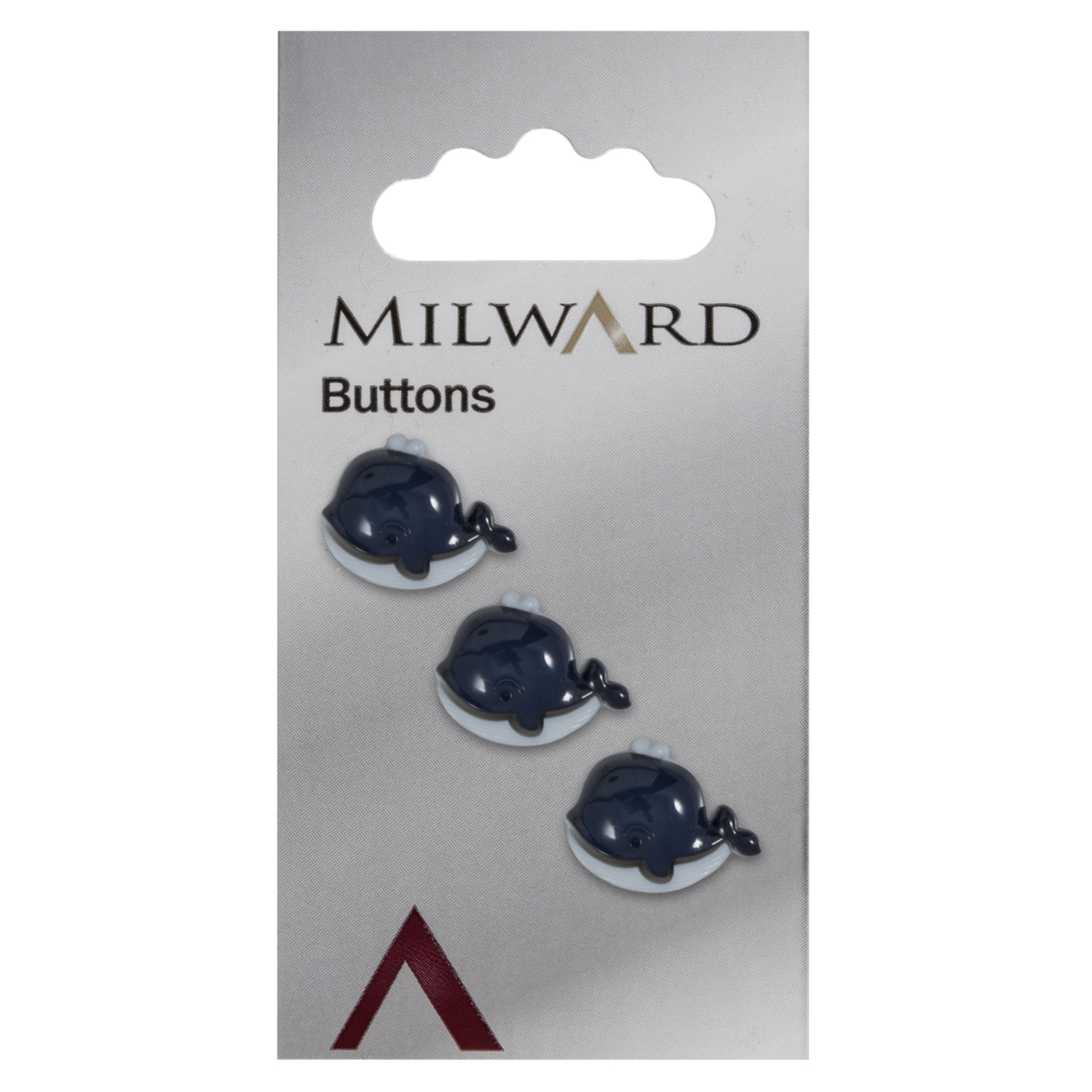 Knapper, blå, hval, 16 mm (00144)