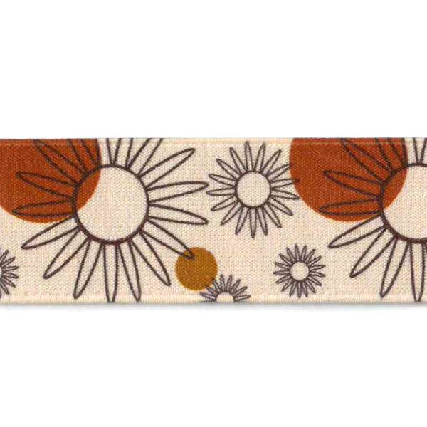 Elastik m/tryk, Blomster, rød