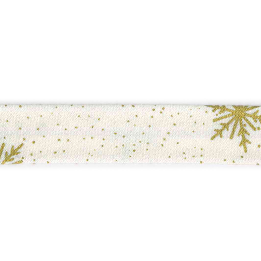 Poplin julemotiv skråbånd, hvid