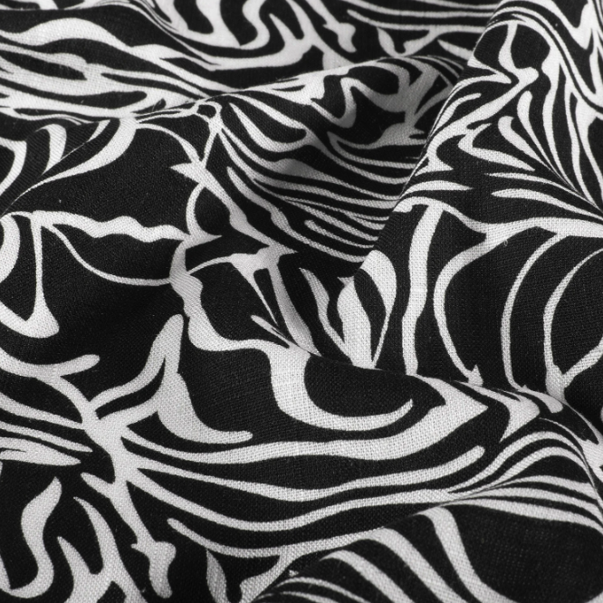 Viscose/hør med zebra mønster i sort/hvid