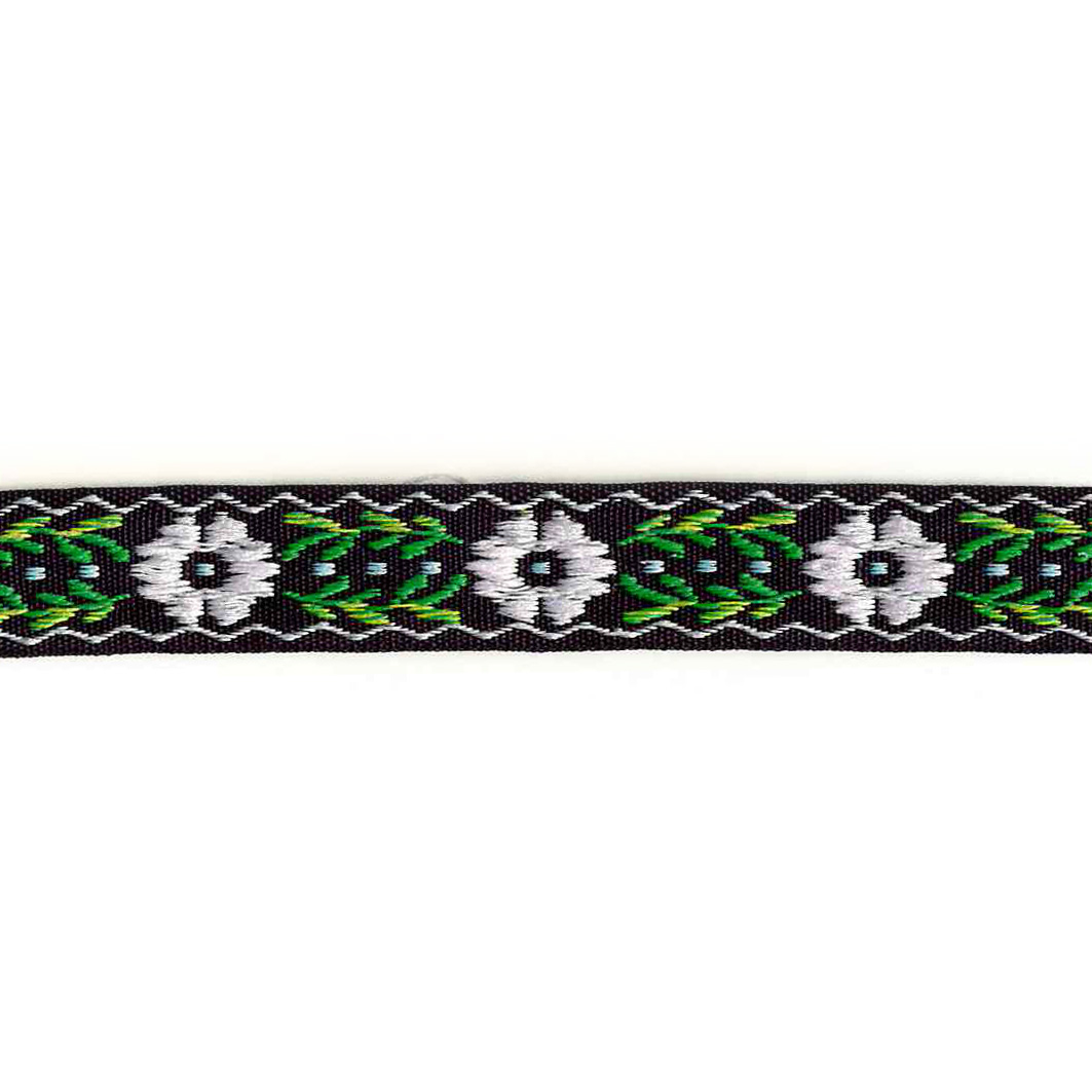 Jacquard bånd, sort/sølv