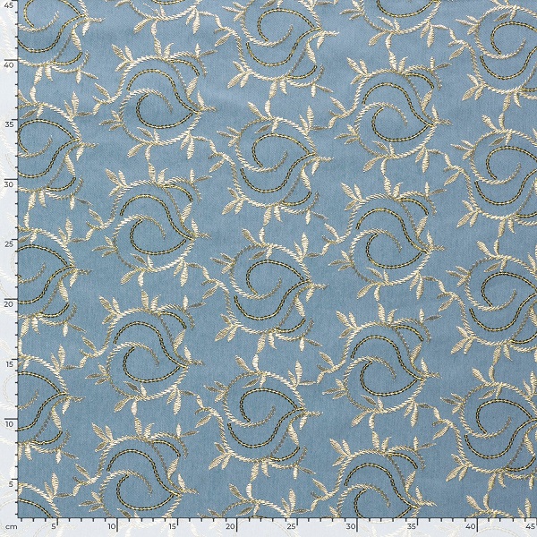 Denim med paillet broderi, lyseblå