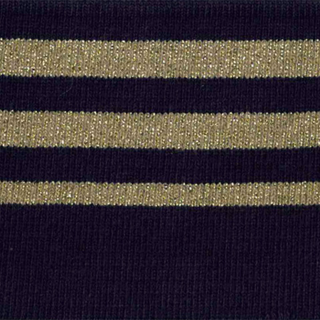 Rib kant  navy m/ guld lurex Striber