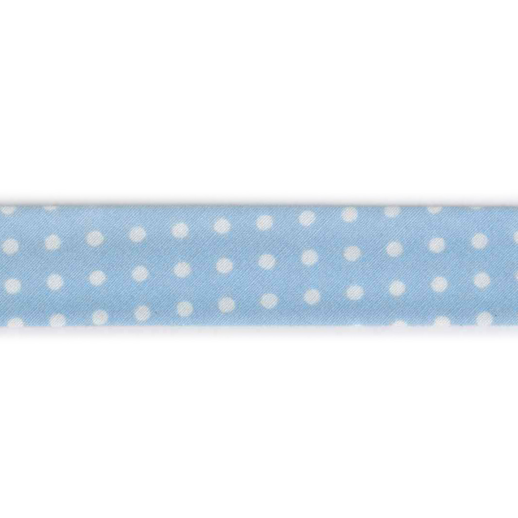 Poplin prikker, skråbånd, lyseblå