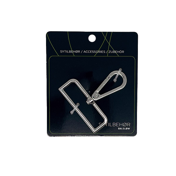 Spænde, karabinhage, 50 mm, sølv
