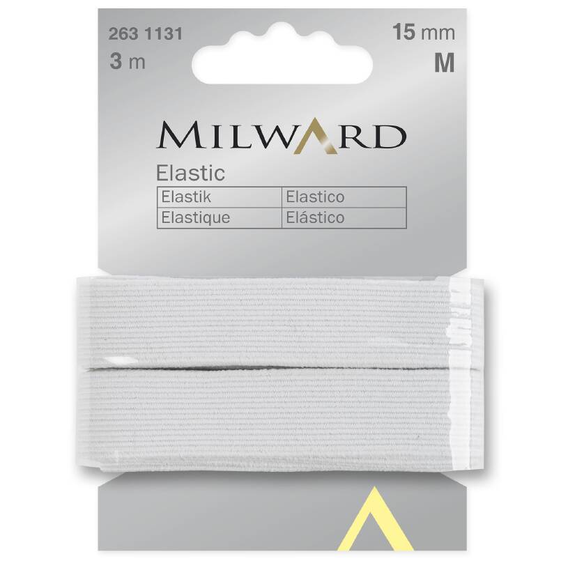 Elastik, hvid,15 mm, 3 mtr. kort 2631131