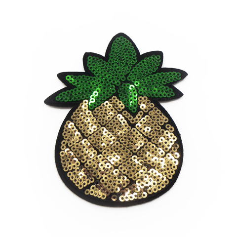 Strygemærke ananas, glitter, 85x105 mm