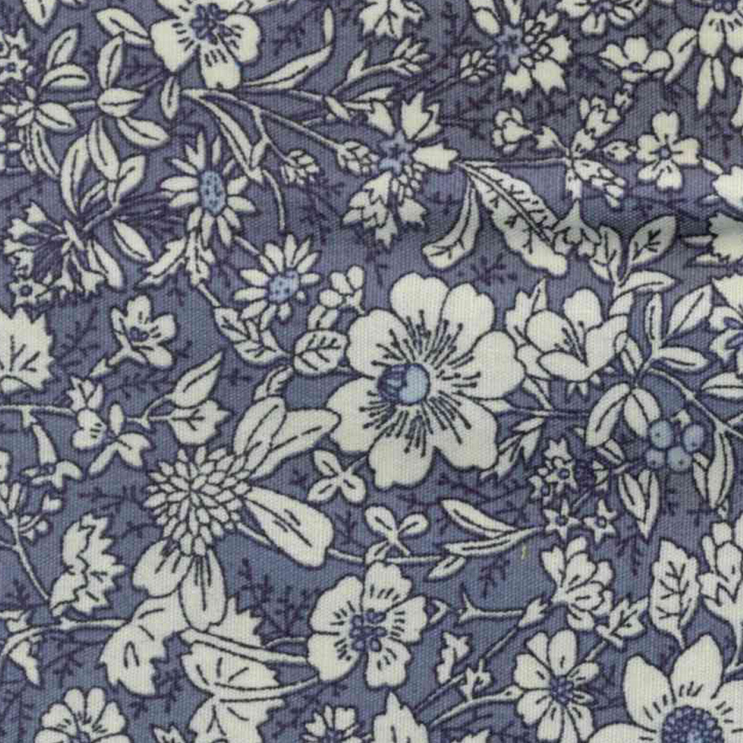 Poplin blomster metervare 1120 mm, blå