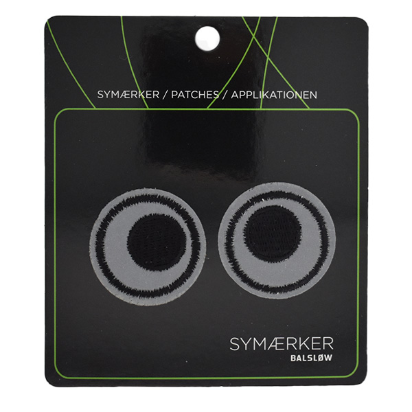 Strygemærke m/Øjne, refleks, 33x33 mm